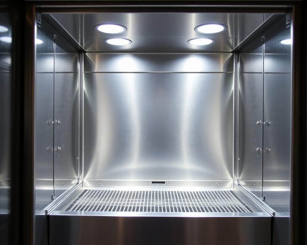 Sparkling clean commercial ice machine interior after professional deep sanitization
