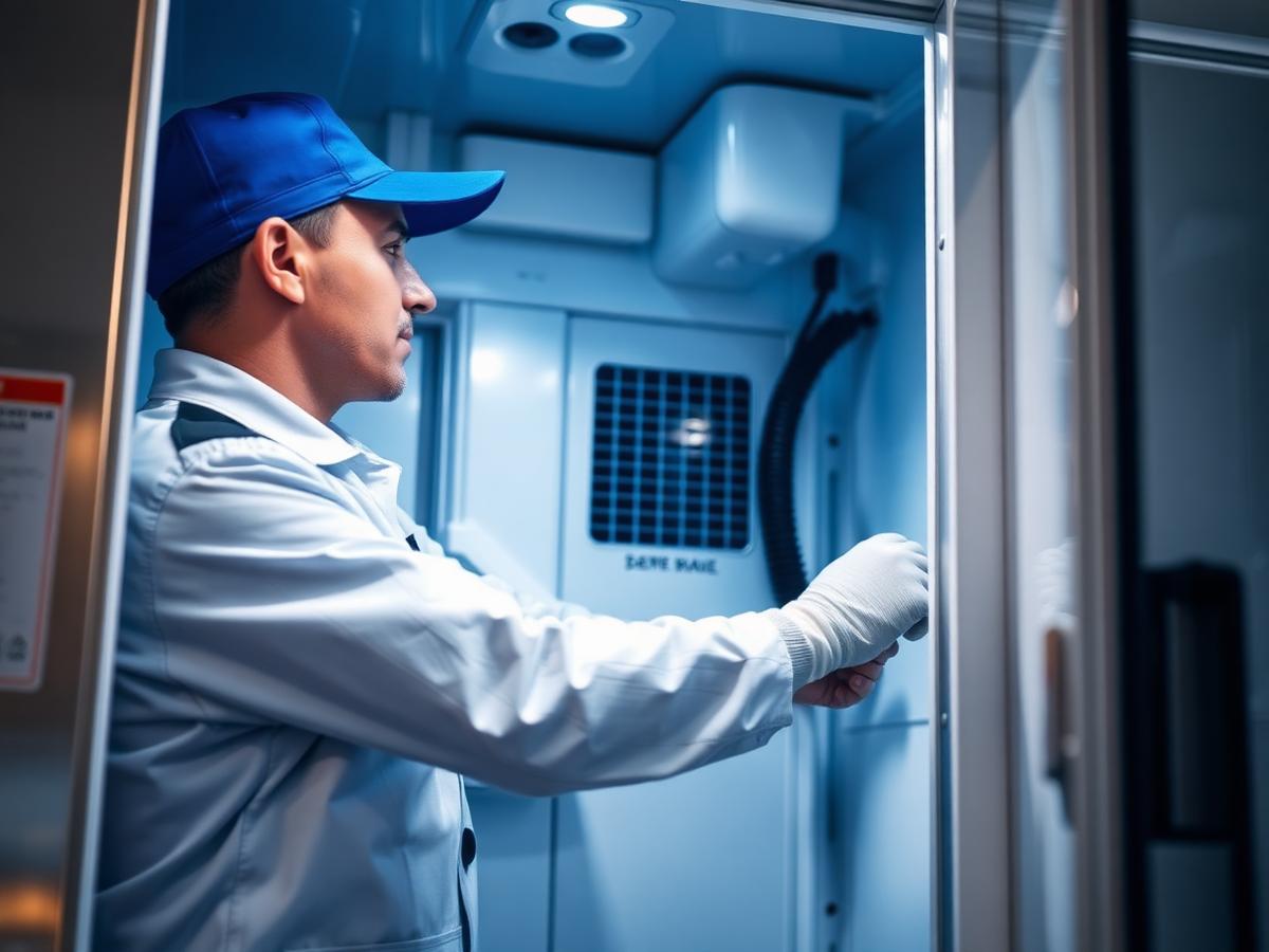 Bio-Clean technician servicing the interior of a commercial ice machine